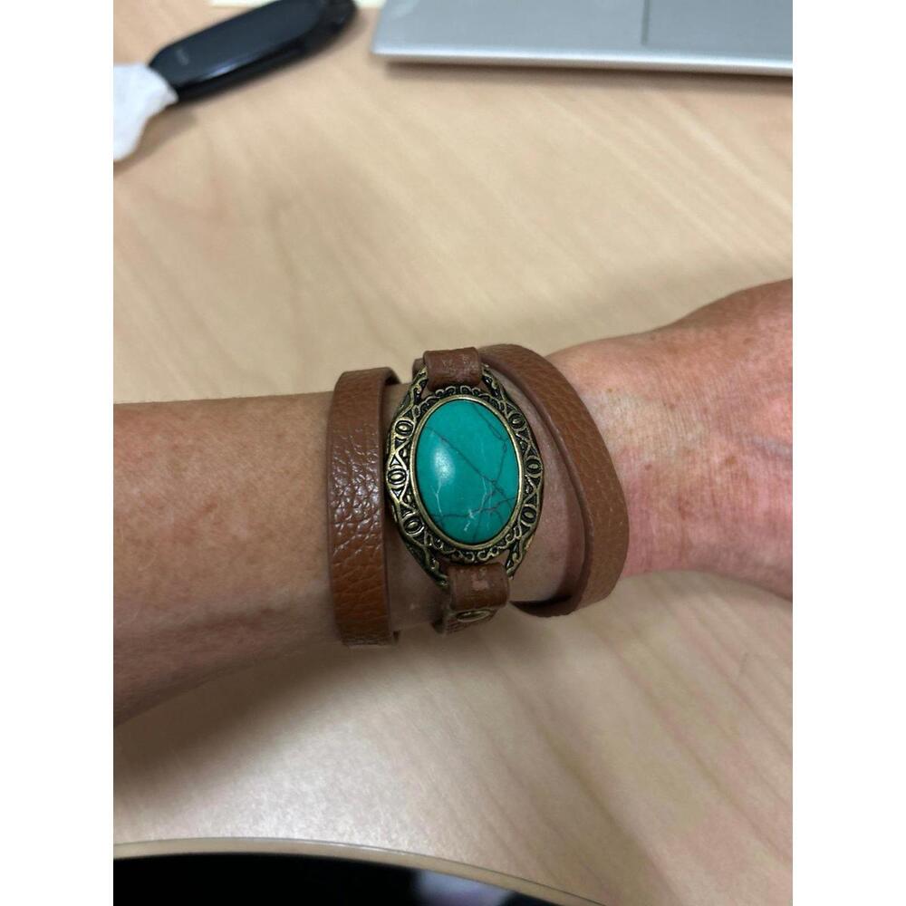 Brighton Wrap Around Faux Leather and Turquoise Bracelet